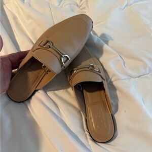 Zara Beige Loafers with Gold Buckle